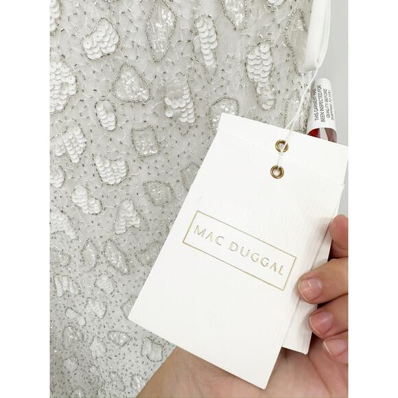 Mac Duggal 10814 Hand Embellished White Beaded Gown Size 6 NWt - Picture 5 of 8